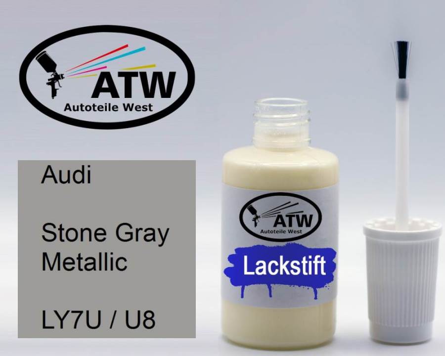 Audi, Stone Gray Metallic, LY7U / U8: 20ml Lackstift, von ATW Autoteile West.